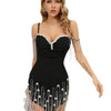 Noir Drip Black Embellished Mini Dress